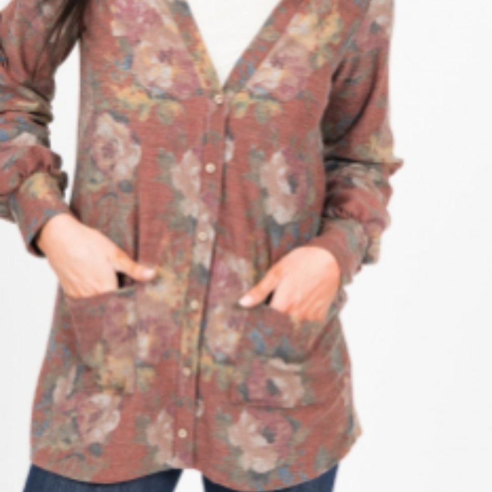 Blouson Essential Cardigan Rust Floral